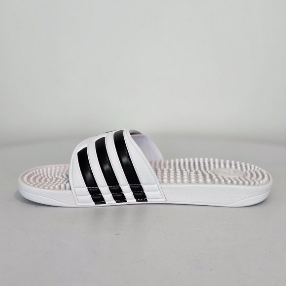adidas Adissage Slides Sandals Size 6 White Black Unisex NEW - Picture 5 of 6